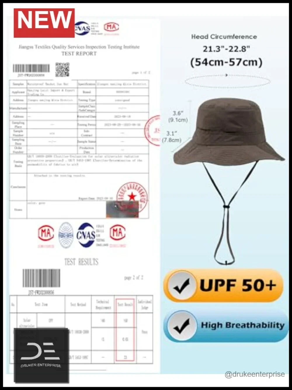 Women's UPF50+ Waterproof Bucket Hat with Hidden Ponytail Hole, Packable